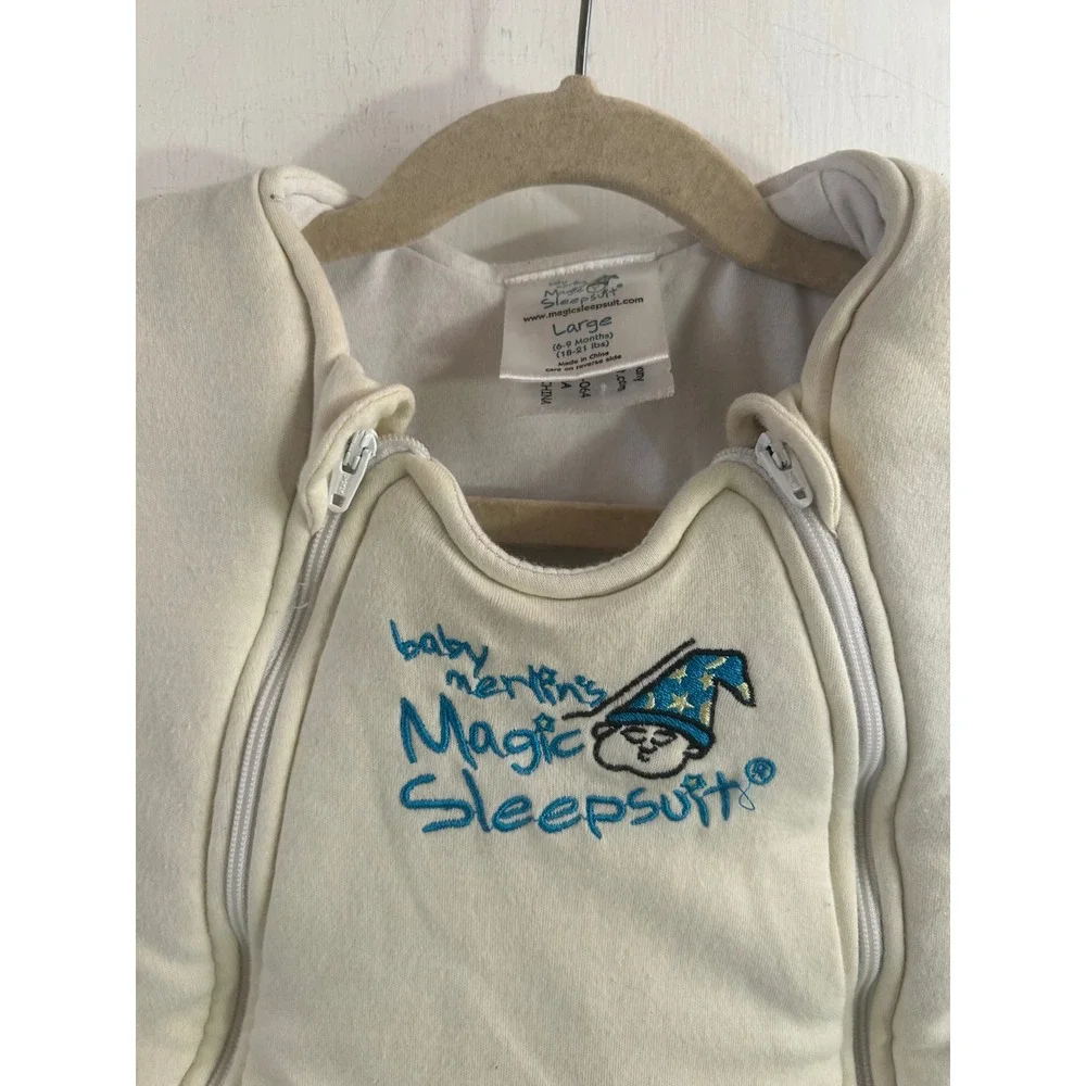 Baby Merlin Magic Sleepsuit Large 6-9 Months Cream Cotton Transition Suit Unisex